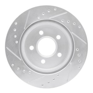 Ford Thunderbird Brake Rotor (1) - Rear Right - R1 Concepts - Drilled & Slotted - Silver - `00-`06